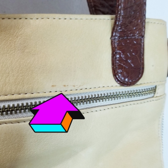 Zina Eva Mini Dante Golden Yellow & Brown Saddle Leather Handbag - Picture 8 of 10